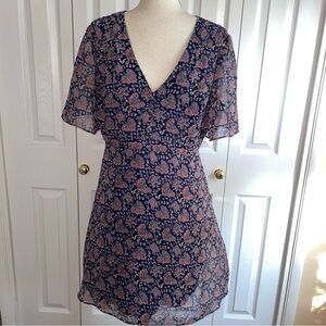 Madewell floral chiffon fit flare dress size 14